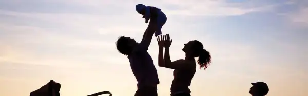 Parents having fun with their kids