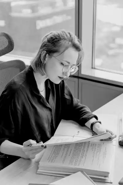 A Woman Reading a Documents